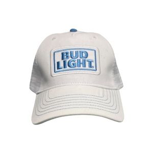 BUD LIGHT Mesh SnapBack Hat OSFA White & Baby Blue Logo
